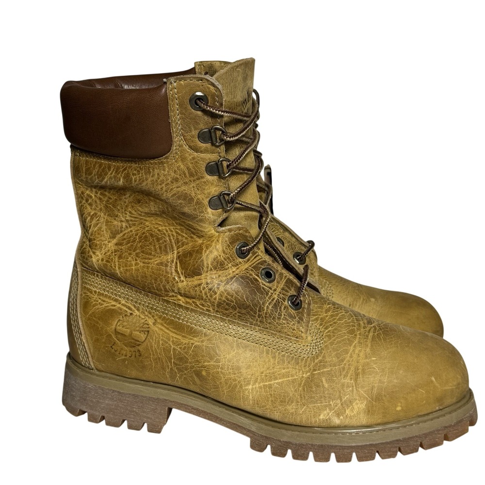 Timberland 8 Inch Premium Boots Mens 8.5W Distressed Tan Leather 19072 99 35